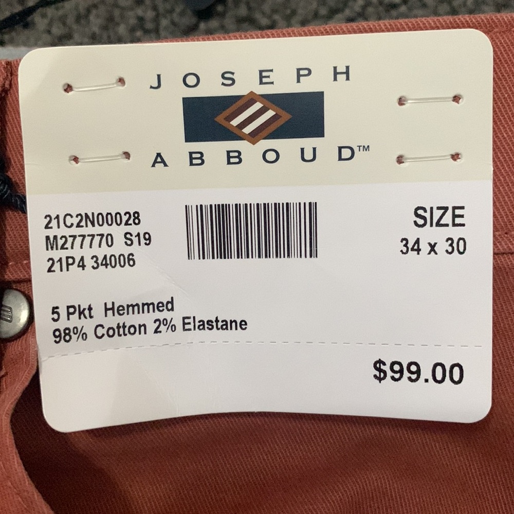 Joseph Abboud Salmon Chino 34x30 NWT - Picture 5 of 5